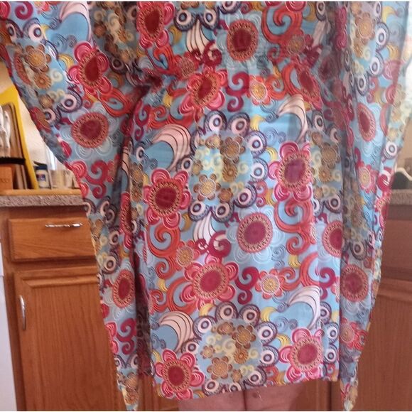 Blue Star One Size Blue White Cover Up Kimono Beach Dress - Picture 9 of 9